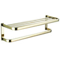 Commercial Grade Modern Brass Wall Mounted Towel Rack Set Brushed Gold Bathroom Shelf Holder