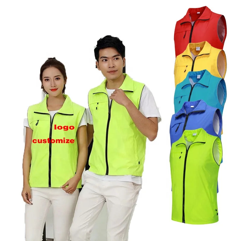 Wholesale Hot Selling Custom Training Top With Logo Printing Zipper Design Cheap Price Multi Color Volunteer Vest