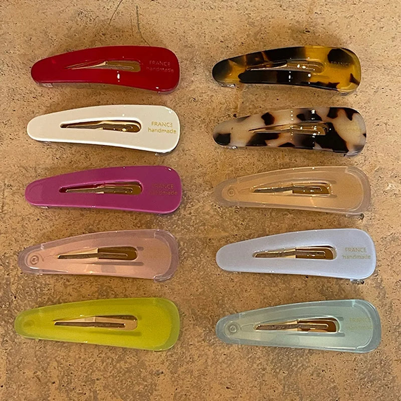 Custom France Handmade Acetate Hair Clip Cute Pink Girls Hair Clips Wholesale Bangs Water Drop Korean Hair Clips