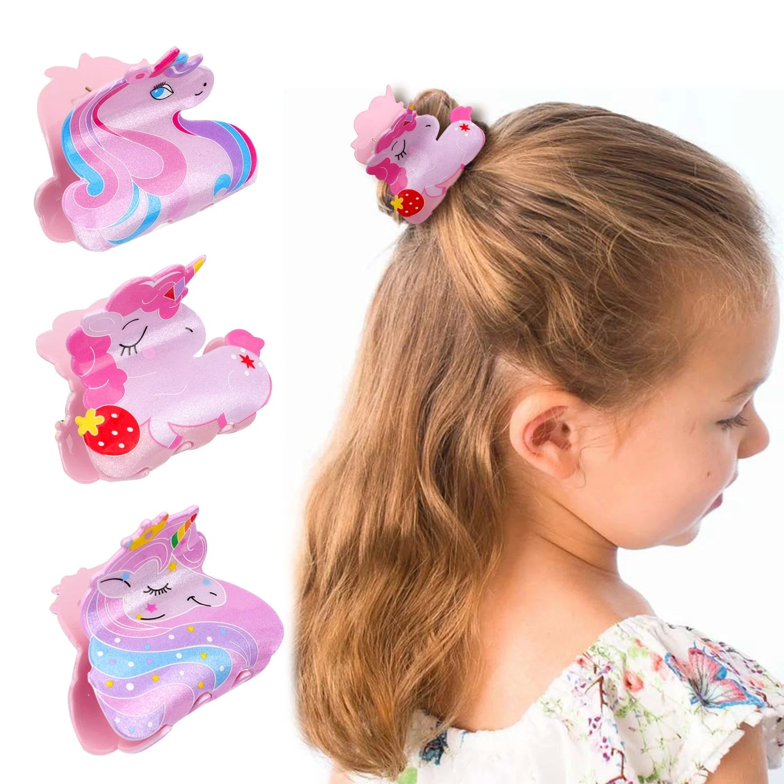 Wholesale carton Sweet 5.5cm Unicorn matter  acrylic hair claw for children