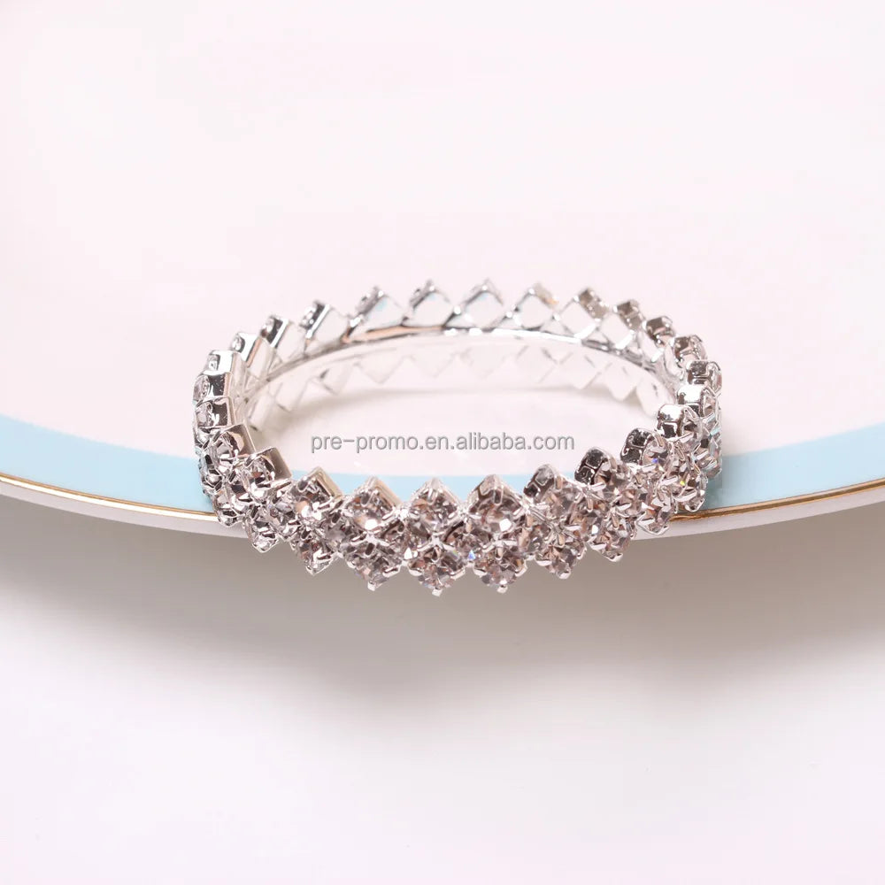 Wholesale Metal Silver Crystals Round Wedding Napkin Ring