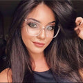Unisex Big Frame UV400 Cat Eye Fashion Metal Clear Sunglasses Lightweight