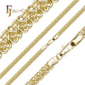5.5mm FJ Fallon Fashion Jewelry Bismarck Triple Rolo Link Chain Plated in 14K Gold Brass Based