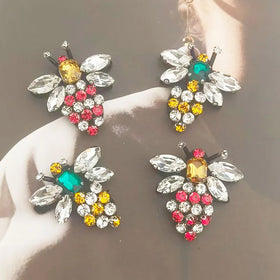 Wholesale Crystal Applique Rhinestone Bee Applique for Wedding Gown Trimming Bridal Sash Rhinestone Patch LSAP097