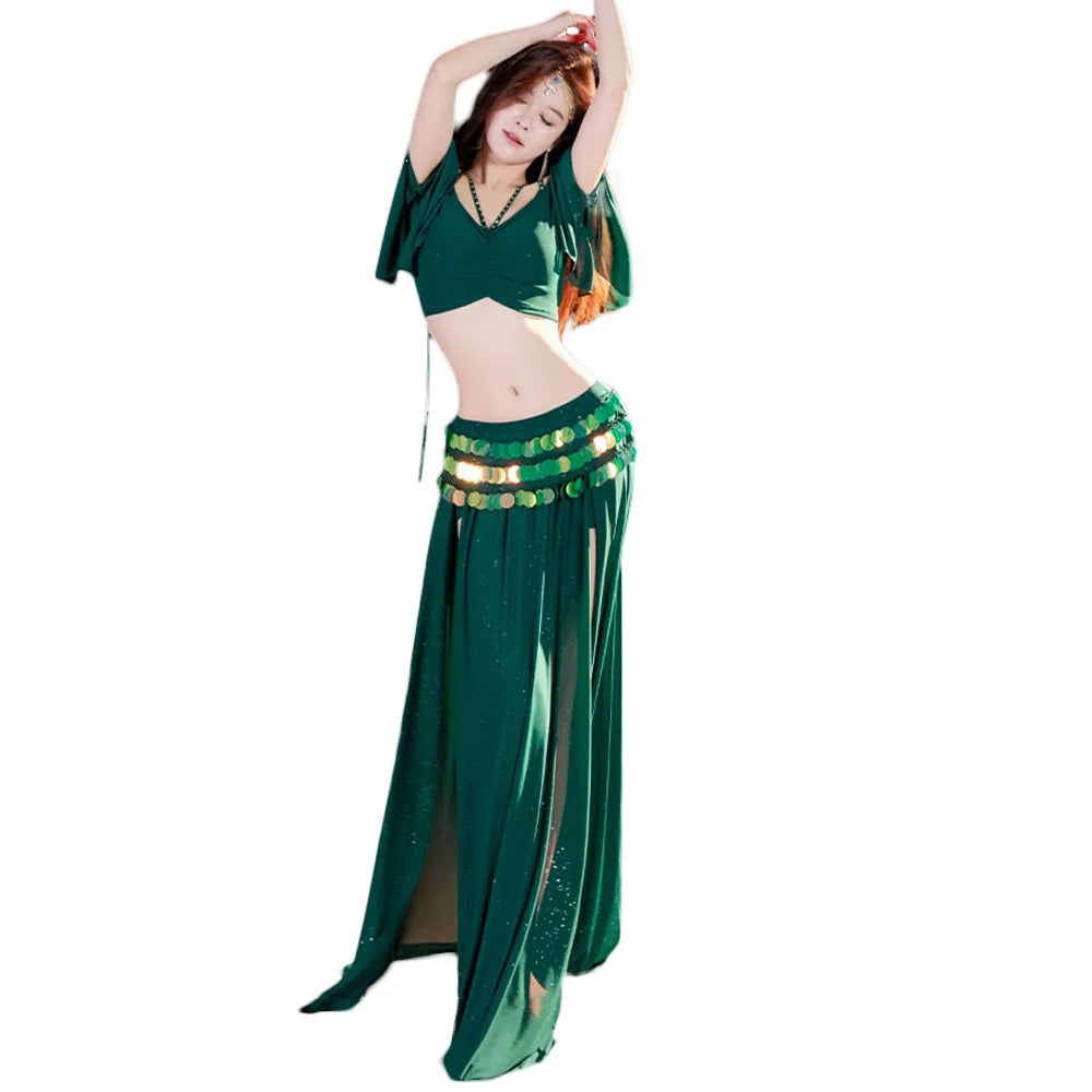 Sale Elegant Exotic Mermaid Sequin Professional Adult Dance Outfit  Costumes for Belly Dance Show Suit