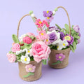 Best Selling Multi Colorful Crochet Combined Flower Basket Plant Wholesale Woolen Knitted Flower Ornament for Home School