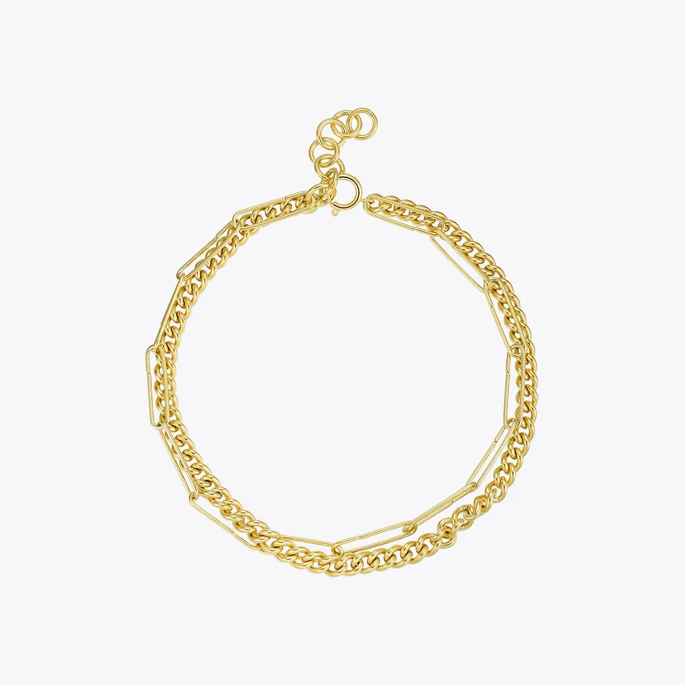 High Quality18K Gold Plated Stainless Steel Jewelry Statement Waterproof Different Double Chains Women Necklace P203068