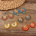 Vintage Ethnic Style Seed Bead Turquoise Boho Earrings Fashion Handwoven Tassel Earrings for Women