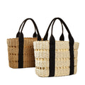 2024 Eco-Friendly Wholesale Women's Summer Straw Tote Beach Bag Large Capacity Paper Shoulder Bag Two Handles Letter Decoration