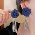 European Style Denim Star Earrings Boho Blue Flower Tassel Statement Necklace Vintage Rose Flower Earrings to My Daughter