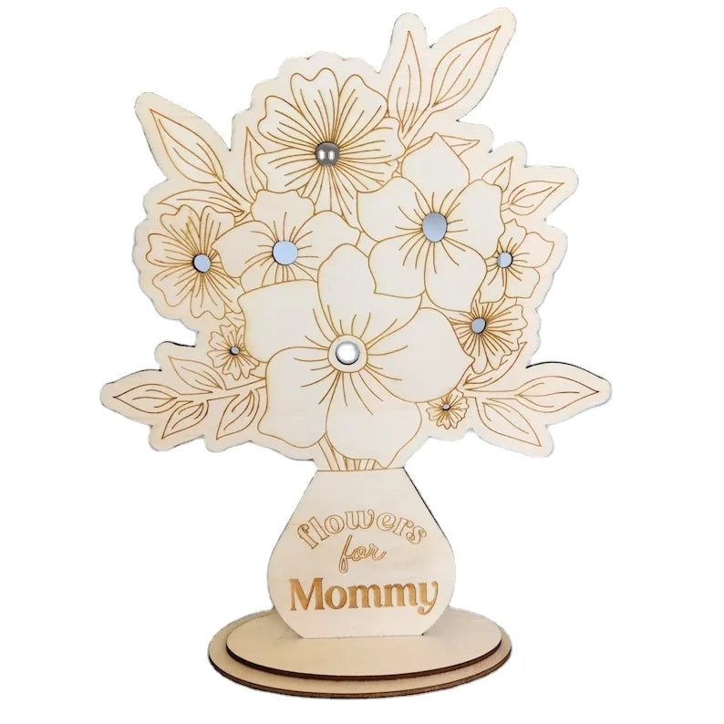 Personalized Mothers Day Gift Flower Holder Wooden Fresh Flower Display Birthday Gift for Mom