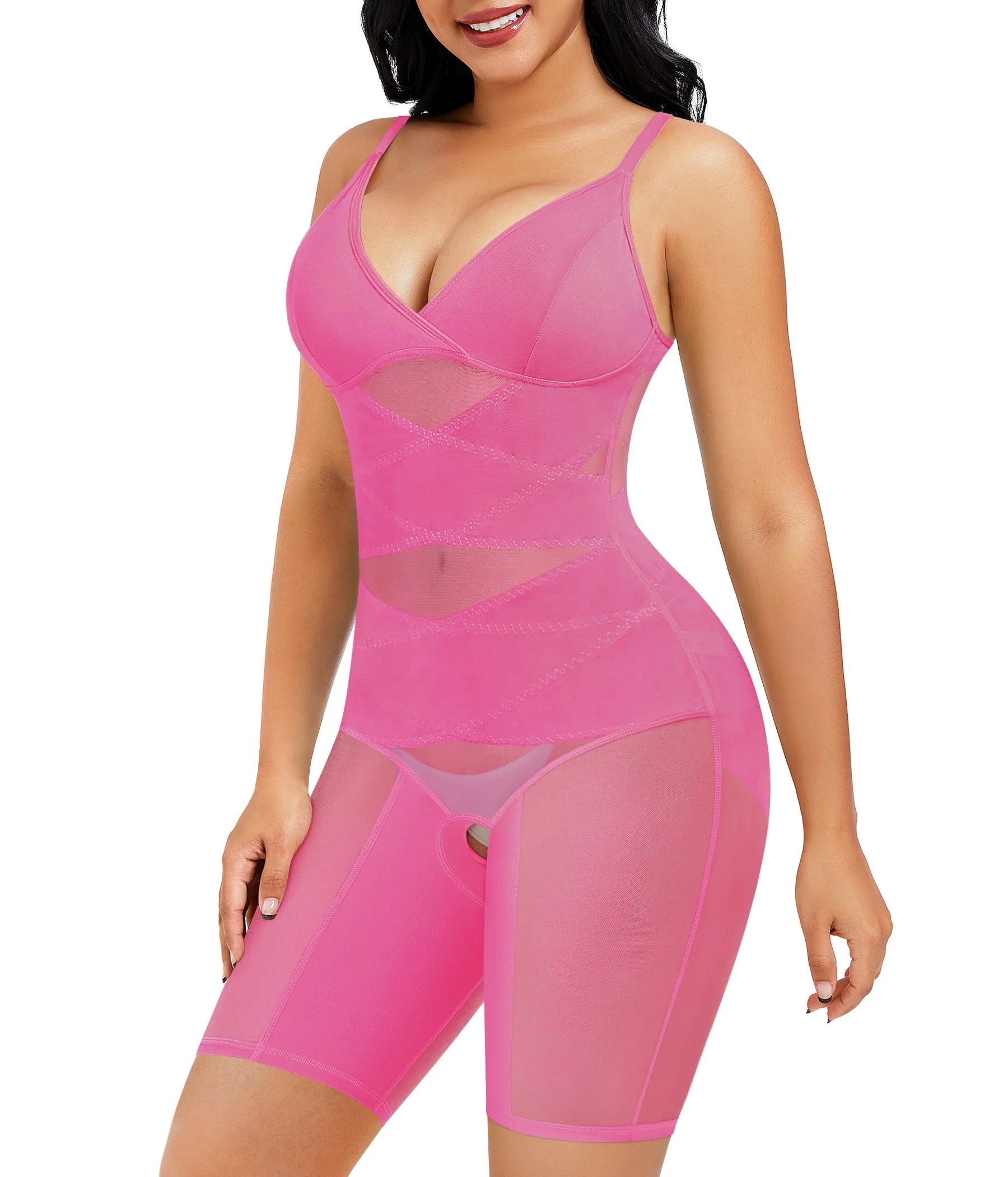 Bodysuit Shapewear for Women Tummy Control Butt Lifter Full Body Shaper Thigh Slimmer V-Neck Waist Trainer Shaper