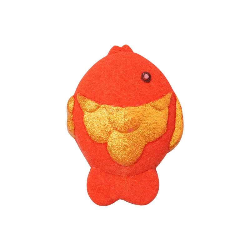 Aromatherapy Vegan Goldfish Bath Bombs Strawberry Scented Organic Essential Oils Infused Moisturizing Skin Bath Salts 120g Kids