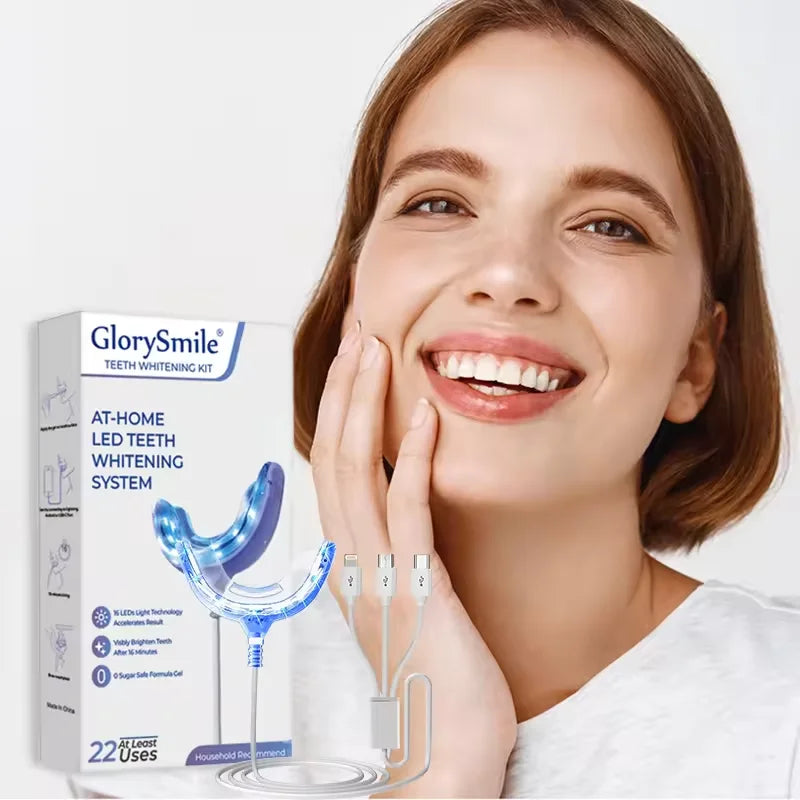 Fast-Acting Teeth Whitening Kit with 10-minute Timer LED Light Device and Gel Whiten Your Teeth Quicker