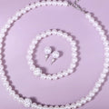Ceramic Beads Necklace Earrings Bracelets Pearl Set Wedding Bride Evening Party Necklace and Earrings Bridal Jewelry
