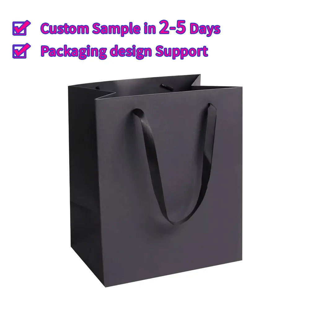 Luxury Hot Stamped Custom Logo Art Paper Bags with Handles Recyclable for Skin Care & Boutique Clothing Gift Packaging
