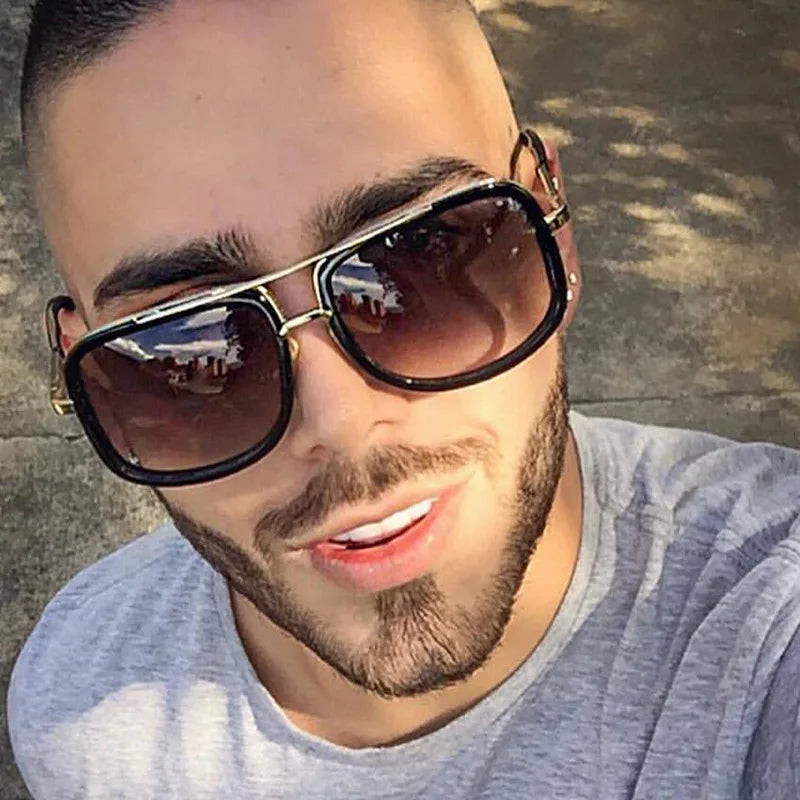 2021 New Fashion Retro Square Sunglasses Unisex Gold Frame Vintage Sun Glasses with Big Frame for Men and Women MegaBDM