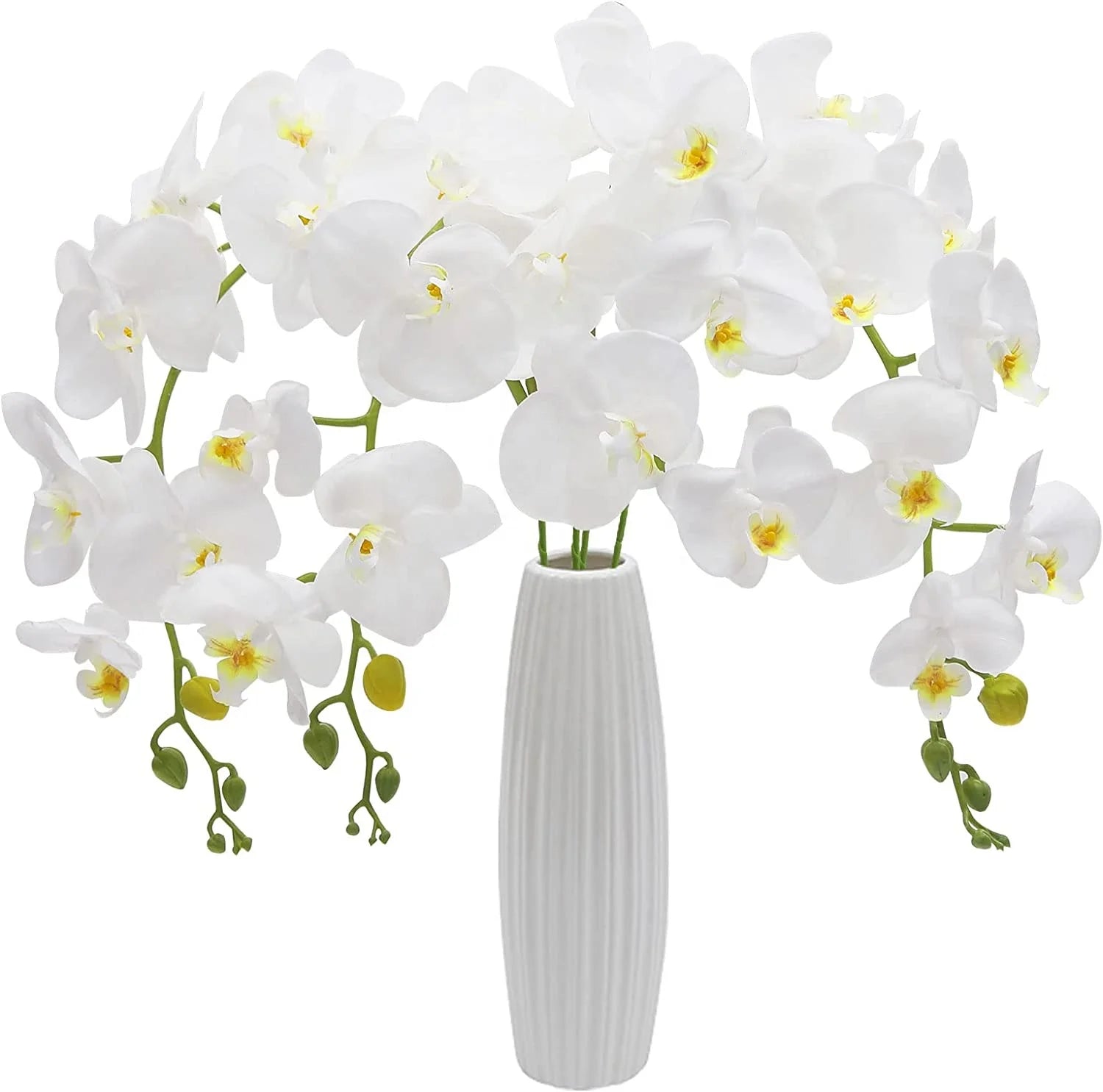 2020 New Wedding Home Decorative Flower White Fake Silk Phalaenopsis Orchids Flower 3D Print Real Touch Latex Artificial Orchids