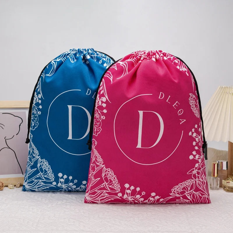 Environmentally Friendly Recyclable Craft Jewelry Storage Pouches Custom Size Gift Pouches Drawstring Closure Organic Stickers