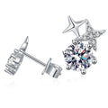 S925 Sterling Silver Star-Shaped Moissanite Earrings With Mosan Diamond Elegant Starry Design
