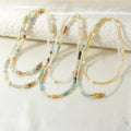Statement Stacking Gemstone Pearl Necklace Long Round Amazonite Irregular Crystal Beads Necklace for Women