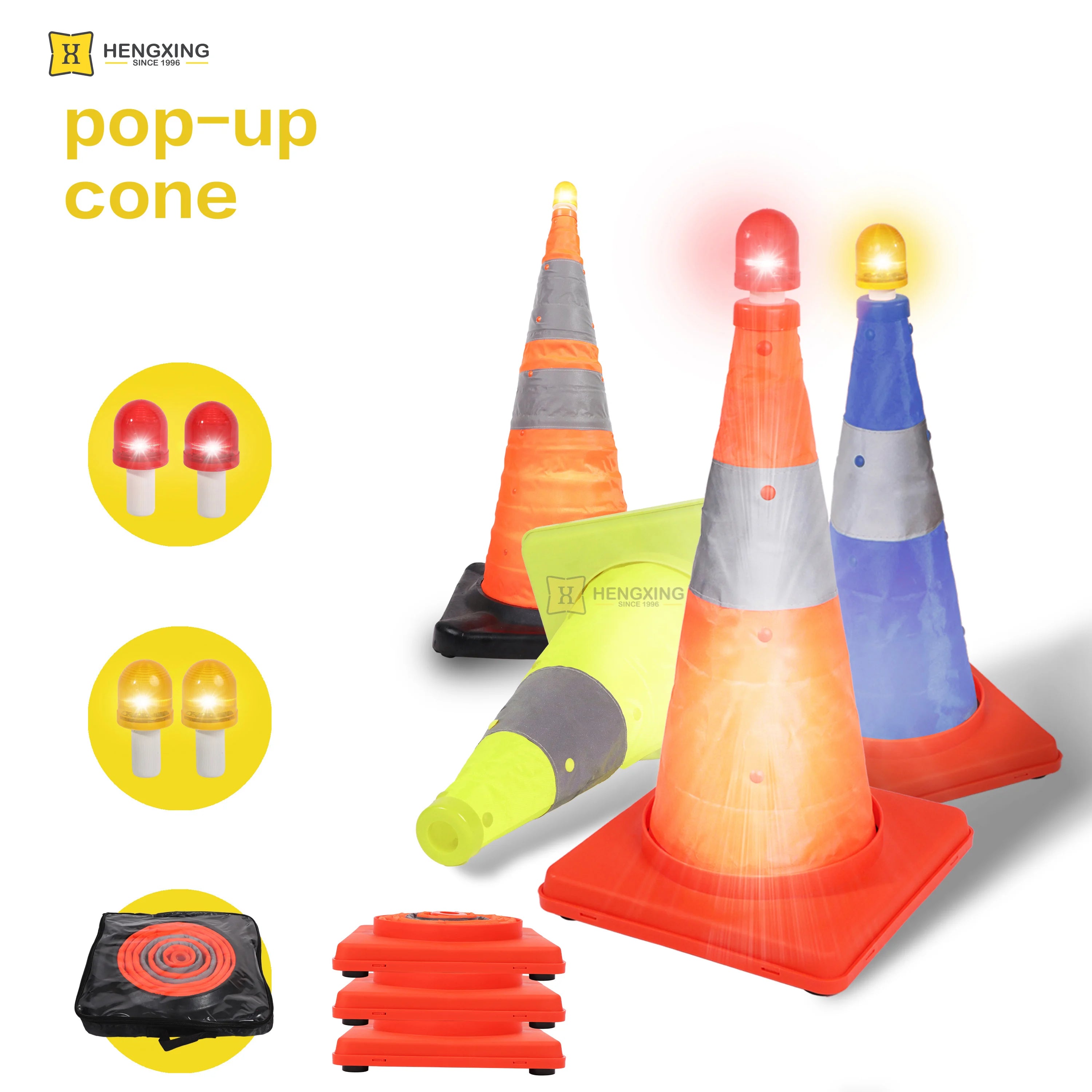 Warning Traffic Cone High Reflection 60cm With Red PP Base Saefty Cones Fabric Roadway Safety Traffic Cone