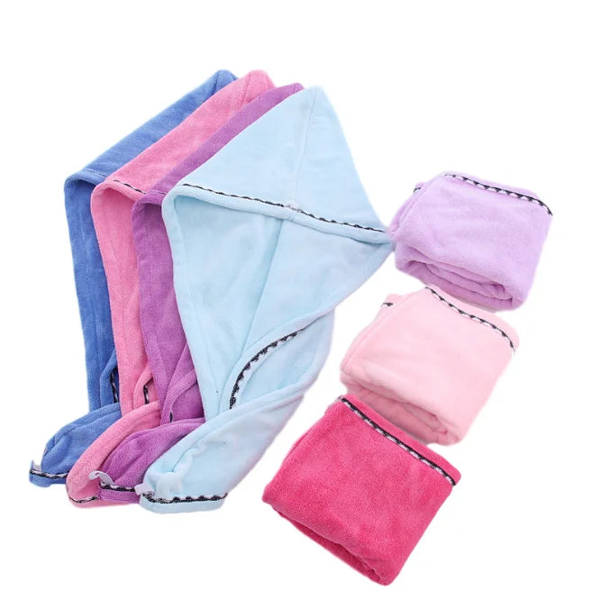 Microfiber Drying Bath Shower Head Hair Turban Towel With Buttons