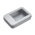 Empty Rectangle Tin Box Silver Metal Tin Cans 88 X 60 X 18 Mm Packaging 0.23mm Tinplate Food Grade with Clear Window Lid