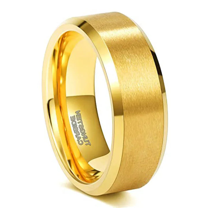 8mm Gold Color Brushed Couple Tungsten Rings Jewelry for Anniversary Engagement Band Wedding Band