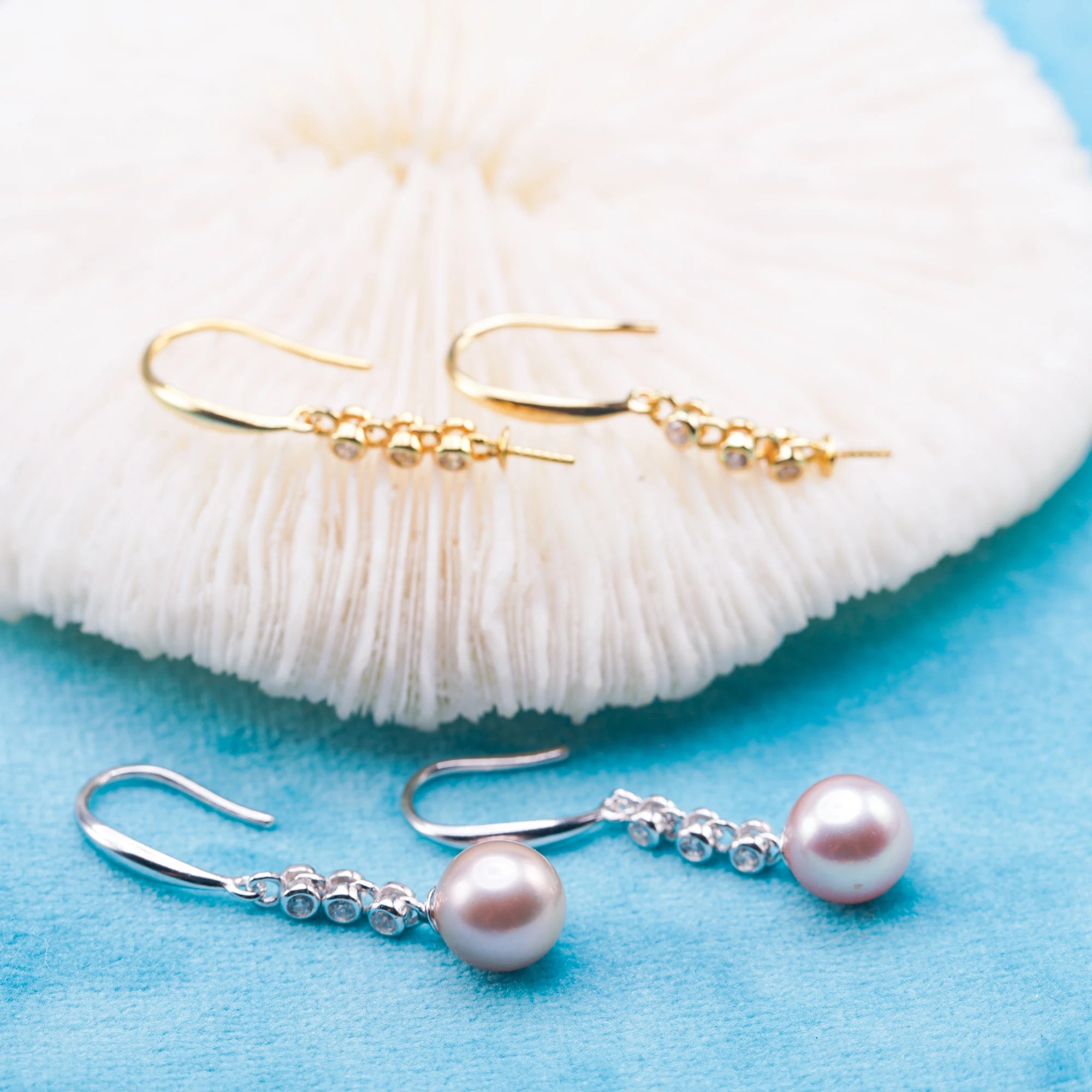 E010911 S925 Pearl Earring 925 Sterling Silver DIY 7-8mm Natural Freshwater Pearl Stud Earring for Women