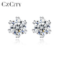 CZCITY Simple Trending Diamond Gra VVS S925 Real Rhodium Plated 925 Silver Moissanite Stud Earring