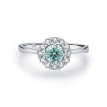 Luxury Full Diamond Engagement Jewelry Ring 925 Sterling Silver VVS1 Clarity Halo Teal Moissanite Ring for Women Fine Jewelry