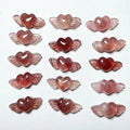 Lovely Strawberry Quartz Crystal Heart Wing Natural Strawberry Quartz Crystal Heart for Making Pendant