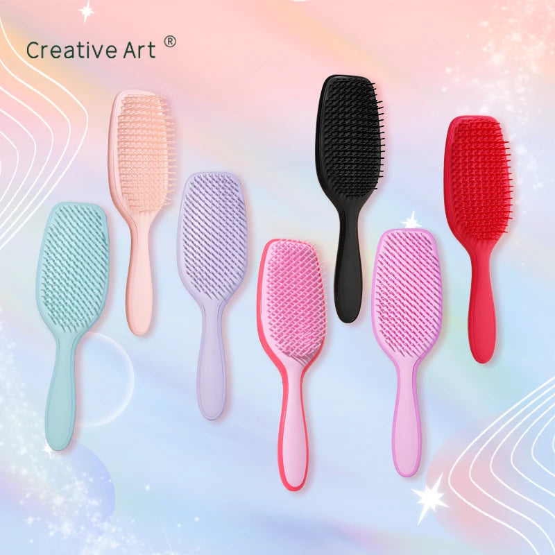 Custom Logo Dry Detangler Hair Brushes Hair Extension Tool Comb Square Shape Handle Scalp Massage Brush