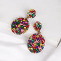 Vintage Multi Color Rhinestone Oval Drop Earrings Women Fashion Geometric Diamond Earrings Jewelry