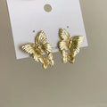 Popular Retro Metallic Triple Butterfly Drop Earrings Jewelry Hyperbole Butterfly Stud Earrings Women