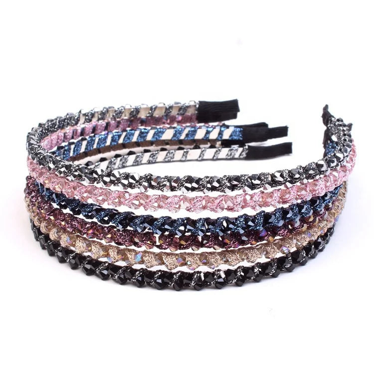 MIO Elegant Chic Hair Ornament Rhinestone Thin Edge Hair Hoop Crystal Full Rhinestone Headband