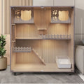 Modern Luxury Cat Nest Large Glass Wooden Pet Cabinet with Belt Closure Villa Home Cat House