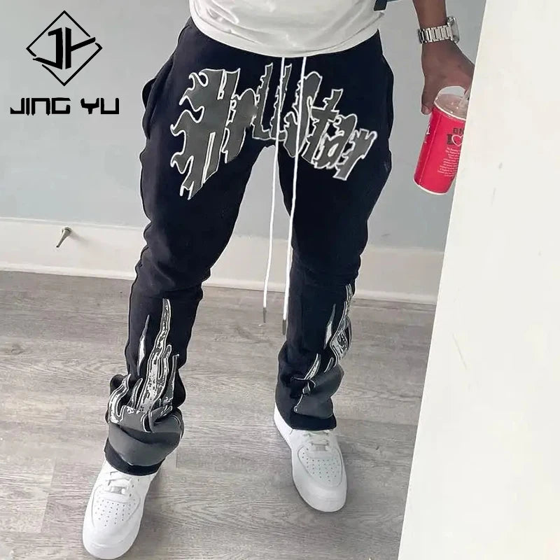 Custom Print Logo Pants Heavyweight 100% Cotton French Terry Stacked Men Sweatpants