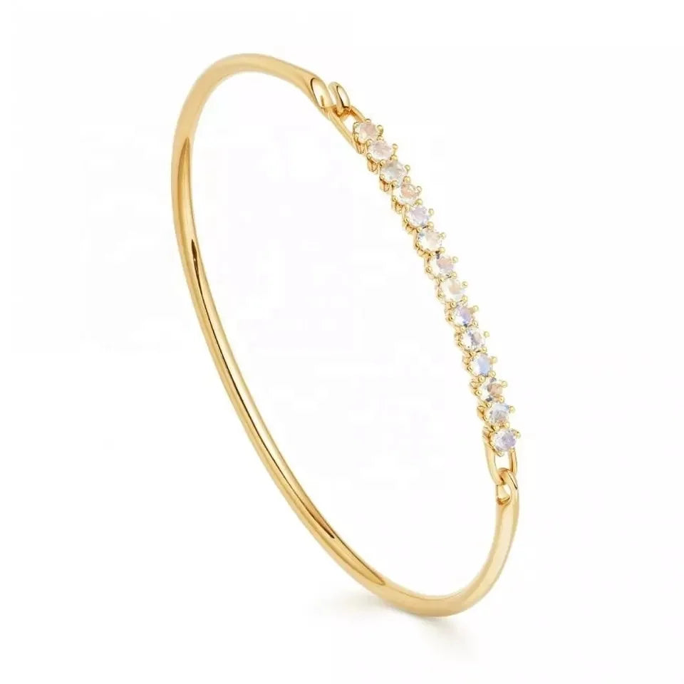 LOZRUNVE 925 Sterling Silver Custom Colored Diamond Crystal Bangle Women
