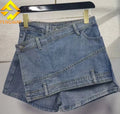 New Design Irregular Denim Skort S-5XL Plus Size Women Clothing Summer High Waist A-Line Denim Shorts