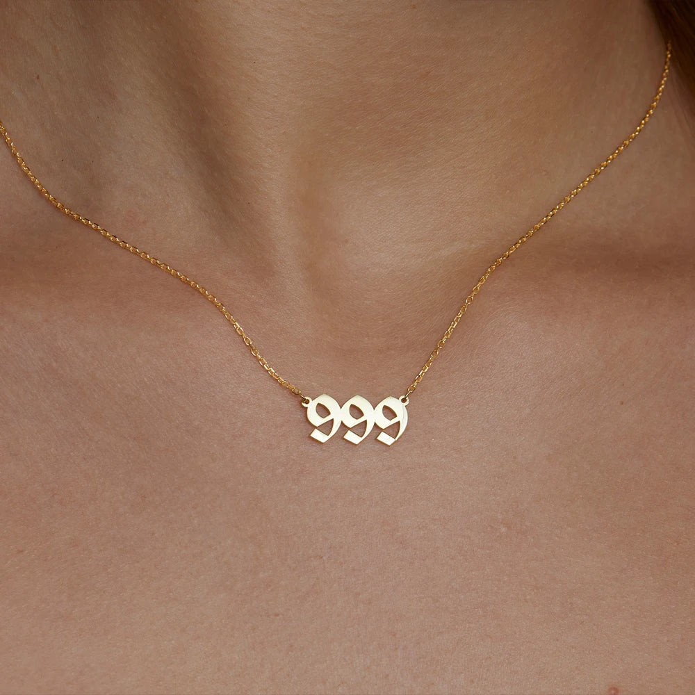 Custom Lucky Angel Number Necklace Minimalist Gold Plated Stainless Steel Initial Necklace Women Jewelry
