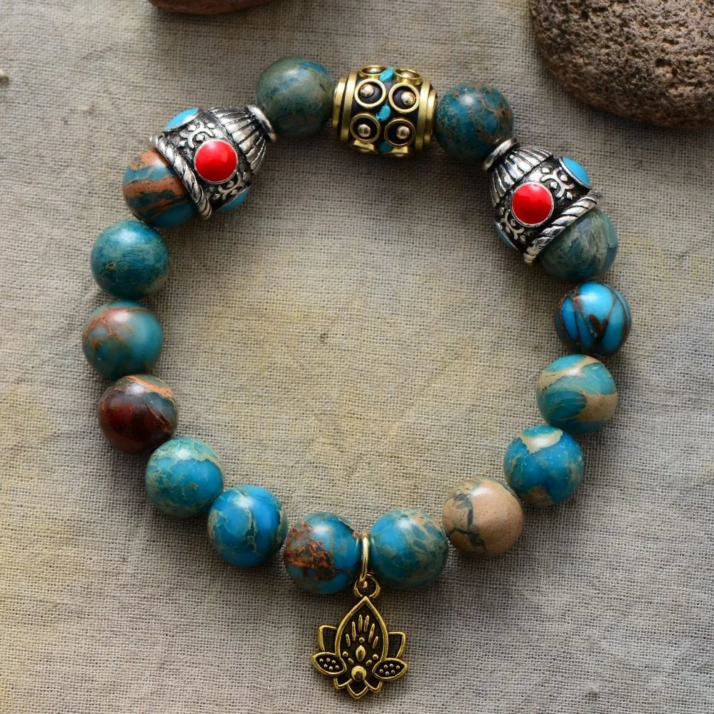 2026 Tibetan Energy Lotus Jewelry 10mm Beads Bracelet for Men Women Zircon Main Stone Anxiety Relief Christian for Wedding Gift