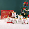 Giveaway Mini Gifts 2026 Hot Selling Christmas Coffee Tea Milk Ceramic Mug Gift Set With Spoon and Cup Lid for Christmas Day