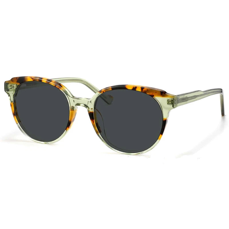 WXJJ-YD1274T New Popular Unisex Fashionable Trendy Acetate Round Sunglasses Matching Laminating Shades with Spring Temple