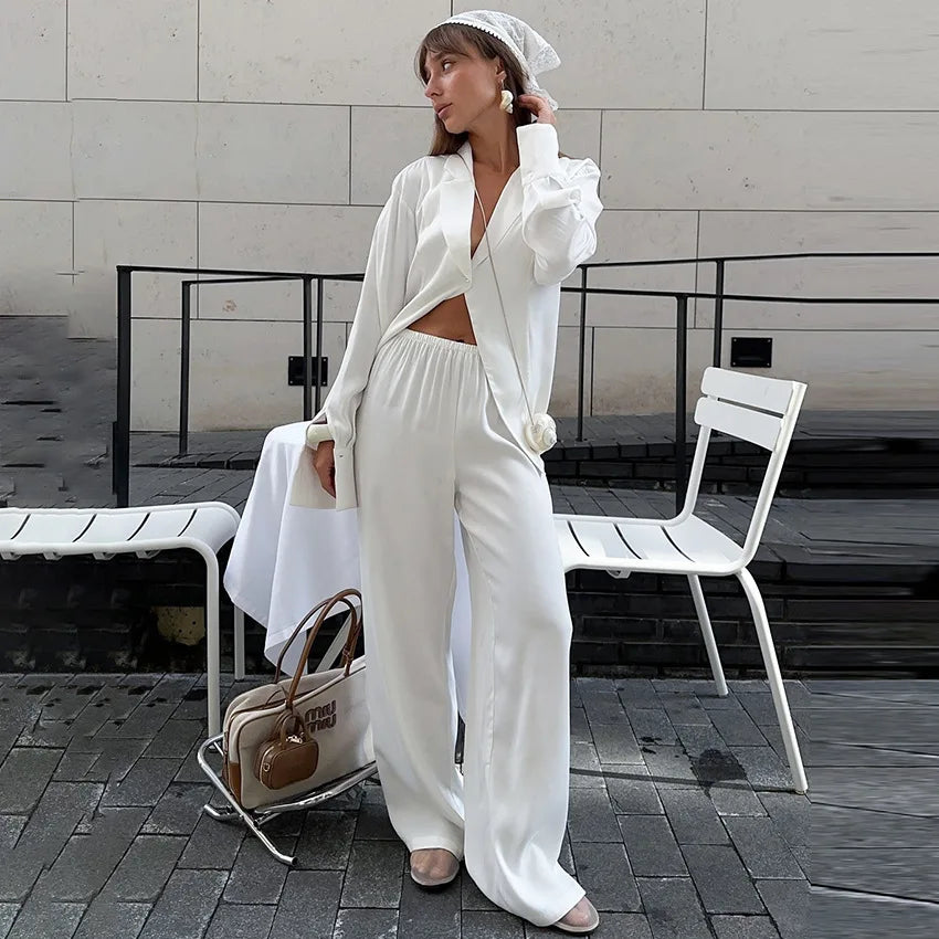 Enyami Fashion Long-sleeved Trousers Ladies Breathable Loose Casual Home Clothes Autumn Comfortable Pajamas Women 2 Pieces Set