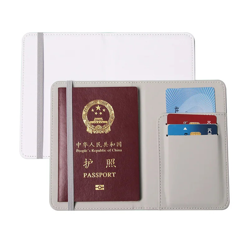 Factory Double Sides Sublimation Passport Holder  Heat Press PU Leather Business Cards Holder Sublimation Passport Cover