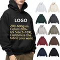 ODM OEM Custom Logo Design Print Regular Fit 100% Cotton Unisex Solid Plain Dyed Autumn Pullover Hoodies