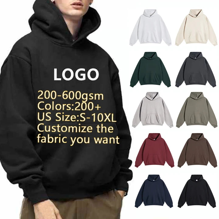 ODM OEM Custom Logo Design Print Regular Fit 100% Cotton Unisex Solid Plain Dyed Autumn Pullover Hoodies