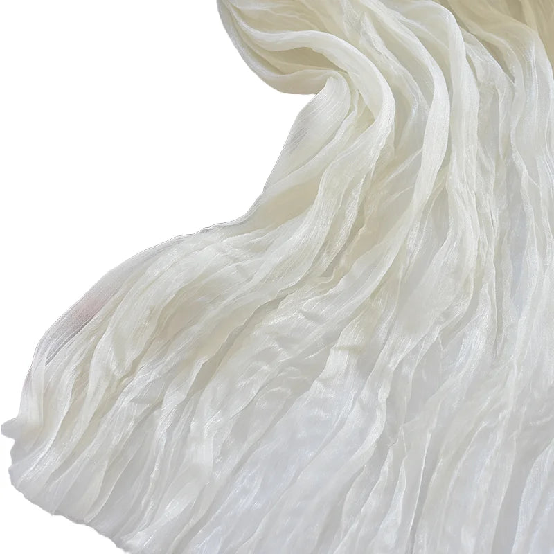 Lightweight 100% Polyester Crinkled Crepe Organza Chiffon Pleated Fabric for Girls' Dresses-Breathable Eco-Friendly Factory
